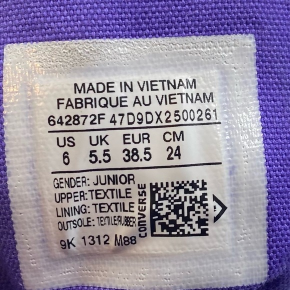 CONVERSE CT TWO FOLD HI CHARCOAL JUNIOR size 6 642872F - Picture 6 of 6